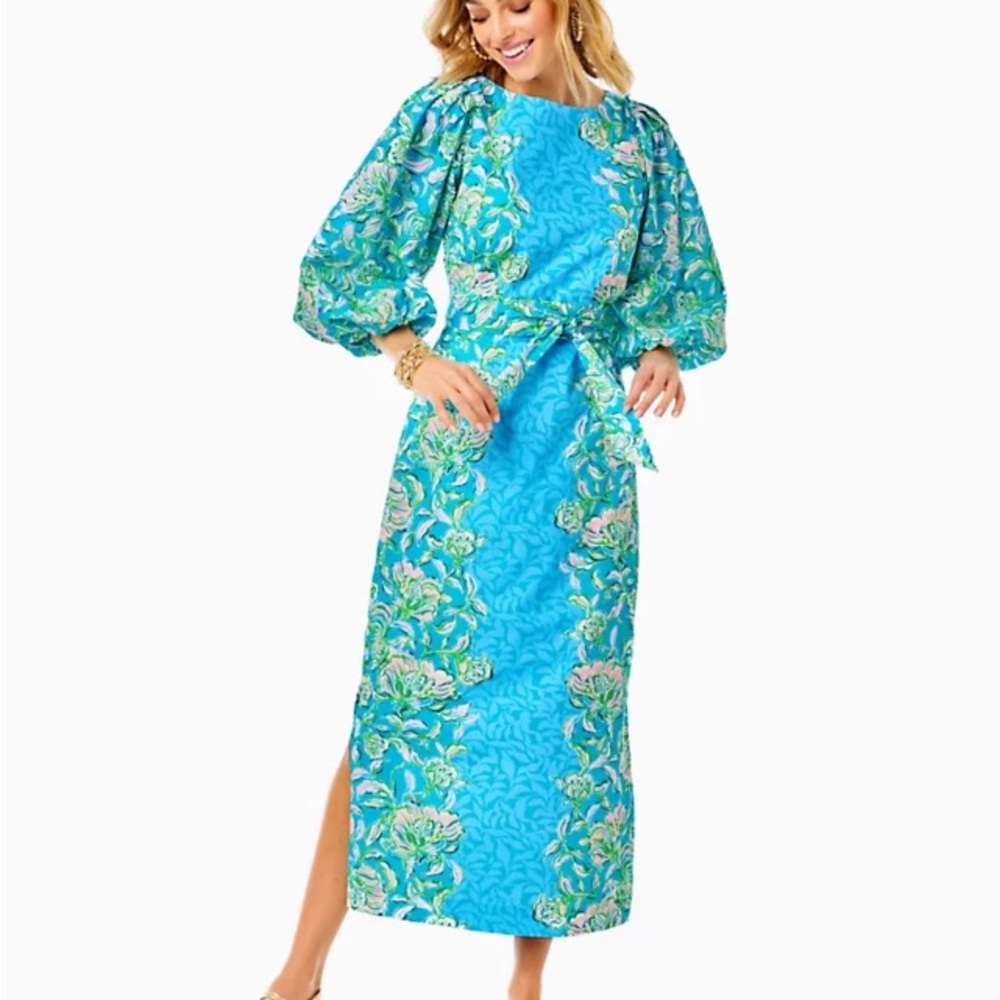 NWT Lilly Pulitzer Barbara 3/4 Sleeve Cotton Maxi Dress Size M